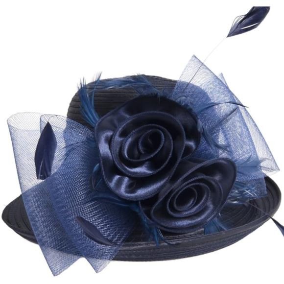 Women\'s Tea Party Church Baptism Wedding Derby Dressy Hat, Navy